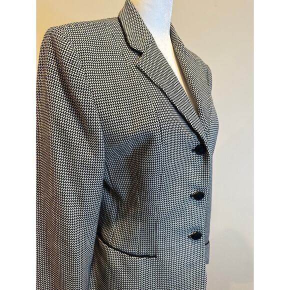 Valerie Stevens Size 4 Wool Herringbone Long Sleeve Single Breasted Blazer Gray - Picture 2 of 7